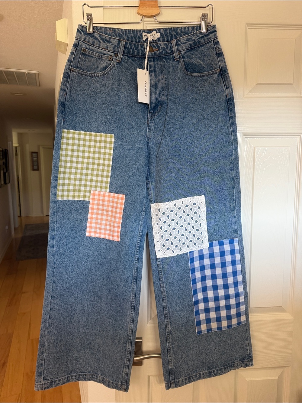Ghanda Blue Denim Jeans with Multi-Colored Patchwork